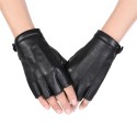 PU Motorcycle Half Finger Gloves Thicken Warm Winter Outdoor Hunting Fleece Leather