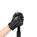 PU Motorcycle Half Finger Gloves Thicken Warm Winter Outdoor Hunting Fleece Leather