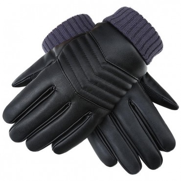 Thickened Tough Screenn PU Gloves Riding Racing Skiing Fishing Motorcycle Mountain Bike Black