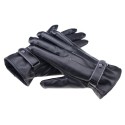 Touch Screen Gloves Full Finger Winter Warm Thicken Cotton Windproof PU Leather Waterproof Black