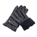 Touch Screen Gloves Full Finger Winter Warm Thicken Cotton Windproof PU Leather Waterproof Black