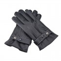 Touch Screen Gloves Full Finger Winter Warm Thicken Cotton Windproof PU Leather Waterproof Black