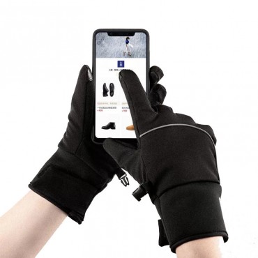 Touch Screen Gloves Riding Plus Velvet Warm Waterproof With Reflective Strip For Unisex from