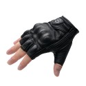 Motorcycle Half Finger Leather Riding Gloves Breathable Off-Road Racing Sport Black Fingerless Gloves