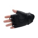 Motorcycle Half Finger Leather Riding Gloves Breathable Off-Road Racing Sport Black Fingerless Gloves