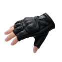 Motorcycle Riding Half Finger Gloves Breathable Leather Off-Road Racing Sport Fingerless With Holes