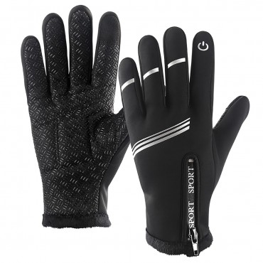 Winter Ski Gloves Touch Screen Motorcycle Snowboarding Waterproof Thermal Reflective Strip Anti-slip Warm Men Women