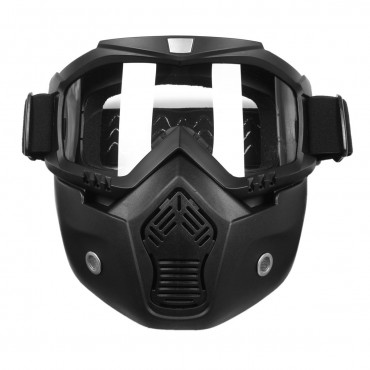 Detachable Modular Helmet Face Mask Shield Goggles Clear Lens Motorcycle Bike