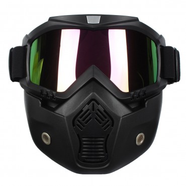 Detachable Modular Helmet Face Mask Shield Goggles Colorful Lens Motorcycle Bike