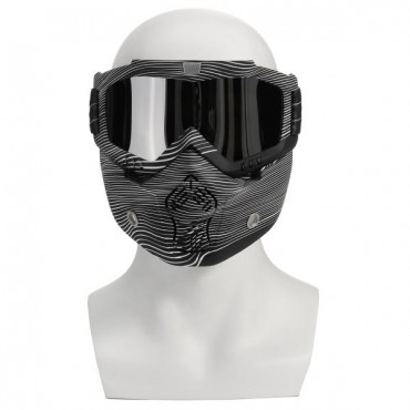 Detachable Modular Mask Shield Goggles Full Face Protect For Motorcycle Helmet Silver Clear