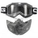 Detachable Modular Mask Shield Goggles Full Face Protect For Motorcycle Helmet Silver Clear
