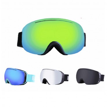 Double Lens Motorcycle Goggles Anti-fog UV Skiing Snowboard Racing Sunglasses Snow Mirror Glasses - Silver