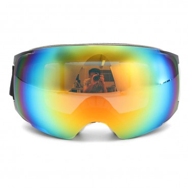 Double Lens Snowboard Ski Goggles Magnet UV Protection Anti Fog White Frame