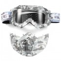 Motorcycle Helmet-in Goggles Clear Dark Grey Lens Detachable Modular Mask