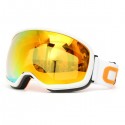Red Goggles Double Lens For Motorcycle Cycling Skiing Snowmobile White Frame