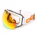 Red Goggles Double Lens For Motorcycle Cycling Skiing Snowmobile White Frame