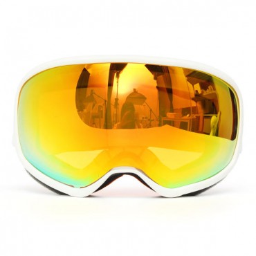 Red Goggles Double Lens For Motorcycle Cycling Skiing Snowmobile White Frame