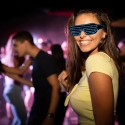 Voice Control LED Dual Color Glow EL Glasses Shade Light Up Flashing Blink Sunglasses Party