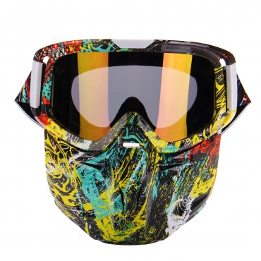 Windproof Ski Detachable Face Mask Goggles Motorcycle UV Protective Glasses