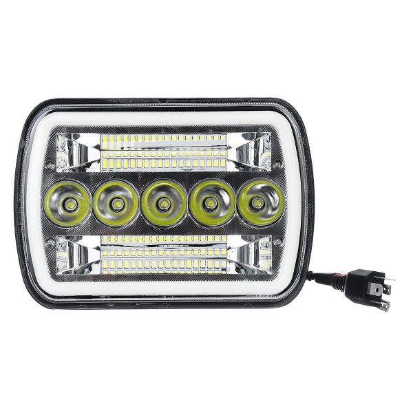 120W 5x7 7x6inch LED Headlight Hi-Lo Beam Halo DRL Warning For Jeep Cherokee XJ YJ