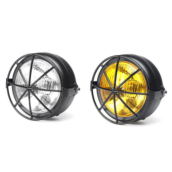 12V 35W 6.5inch Retro Motorcycle Headlight With Grill Yellow/White Cover