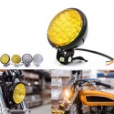 12V 55W Motorcycle LED Front Headlight Universal High-Low Beam Amber Motorbike Retro Headlamp Round Vintage Spotlight