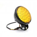 12V 55W Motorcycle LED Front Headlight Universal High-Low Beam Amber Motorbike Retro Headlamp Round Vintage Spotlight