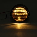 12V 6.5 Inch 35W Retro Vintage Motorcycle Halogen Headlamp High/Low Beam Set Metal Amber Lamp