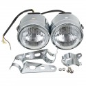 12V H4 35W Dual Twin Motorcycle Headlight Dominator Tracker Streetfighter Headlamp+Bracket