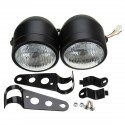 12V H4 35W Dual Twin Motorcycle Headlight Dominator Tracker Streetfighter Headlamp+Bracket