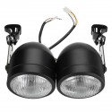 12V H4 35W Dual Twin Motorcycle Headlight Dominator Tracker Streetfighter Headlamp+Bracket