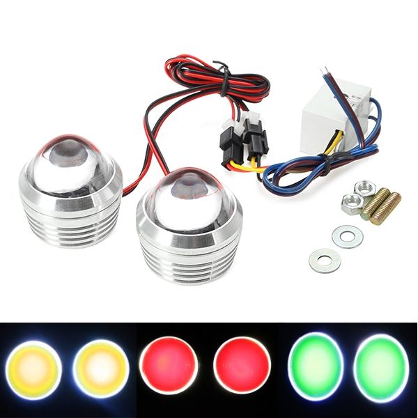 12V Motorcycle LED Lens Headlights Cold Light Fog Lamp Universal