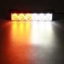 12V Yellow/White LED Strobe Flash Light 6 LEDs Police Warning Flashing Lamp