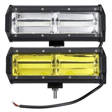 144W 48 LED Work Light Bar Fog Driving Lamp White/ Amber Offroad SUV ATV UTV