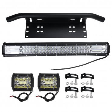 23inch LED Light Bar & Number Plate Frame + 2 x 4inch Spot Flood Driving Lamp Offroad