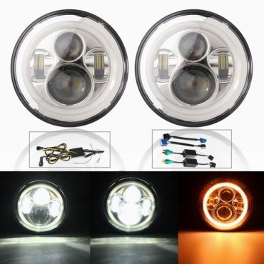 2PCS 7 Inch 40W 6500K 3200LM LED Projector Headlights For Harley Jeep Wrangler JK/TJ Hummer