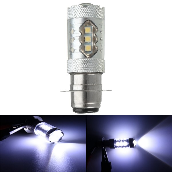 2pcs 10-30V PX15D 16LED 80W 6500K Motorcycle Fog Driving DRL Headlight Light Bulb