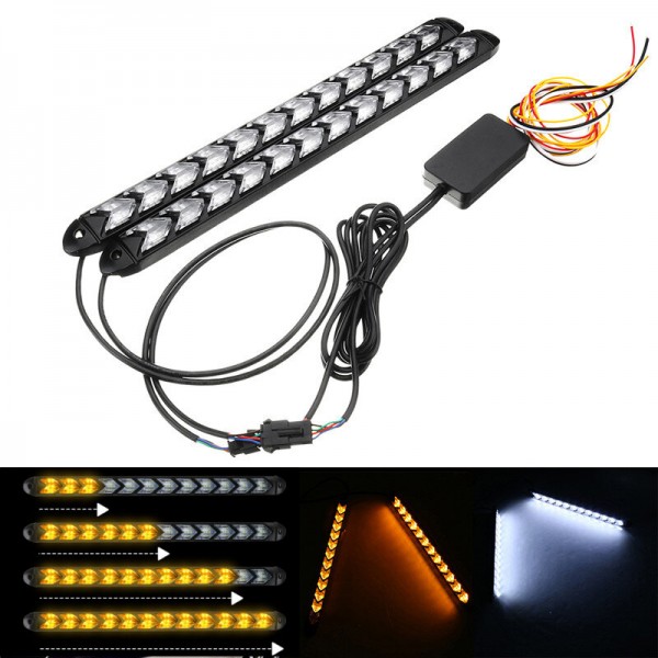 2pcs 12V 2835 Switchback Turn Signal Headlight LED Strip DRL Light Tube Waterproof