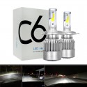 2pcs 12V/24V C6 LED Bulb H1/H4/H7/H11/9005/9006 White Headlights 72W 7200Lm COB Headlamp Auto Fog Light Lamp Bulb