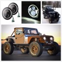 2pcs 40W 6500K 3600LM White LED Headlight Angel Eyes Lamp for Harley Jeep Wrangler