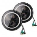 2pcs 40W 6500K 3600LM White LED Headlight Angel Eyes Lamp for Harley Jeep Wrangler