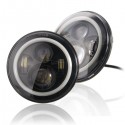 2pcs 40W 6500K 3600LM White LED Headlight Angel Eyes Lamp for Harley Jeep Wrangler