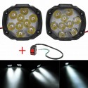 2pcs 4/6/9 LED 9-85V 10W Black Motorcycle Headlights Motorbike Driving Fog Spot Ligh+ Switch