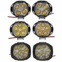 2pcs 4/6/9 LED 9-85V 10W Black Motorcycle Headlights Motorbike Driving Fog Spot Ligh+ Switch