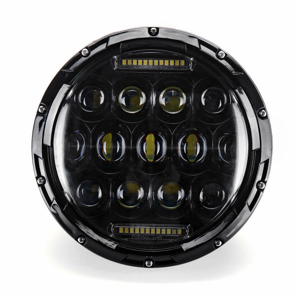2pcs 7 inch 75W Round 13 LED Headlights Hi-Lo Beam Bulb For Harley/Jeep Wrangler JK TJ Black