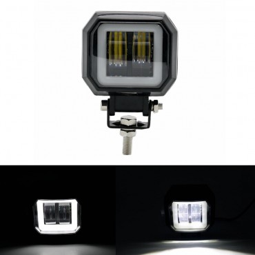 3inch 12/24V 6500K 20W Square LED Work Light With White Angel Eyes Lights Spot Fog light For Car Boat Motorcycle