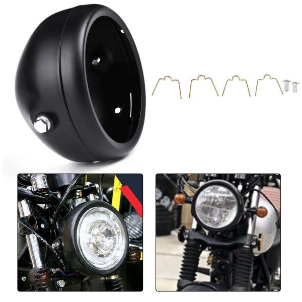 5.75inch Round Motorcycle LED Headlight Mount Housing Bucket Bracket For Bike Blk