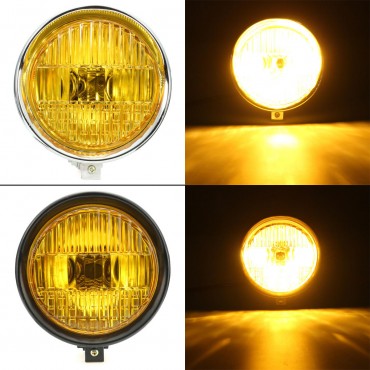 5.75inch Motorcycle Headlight Light Retro Metal Yellow Len For Harley Bobber Chopper