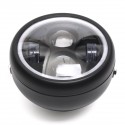 6.5Inch LED Motorcycle Headlight Retro Headlamp With Bracket Angel Ring Hi/Lo Beam Bulb For Harley Cafe Racer Bobber