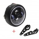 6.5Inch LED Motorcycle Headlight Retro Headlamp With Bracket Angel Ring Hi/Lo Beam Bulb For Harley Cafe Racer Bobber